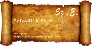 Szlovák Erik névjegykártya